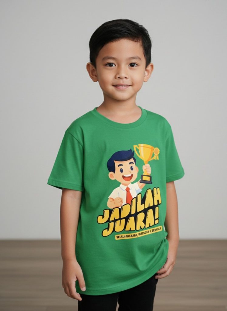 kaos anak jadilah juara model