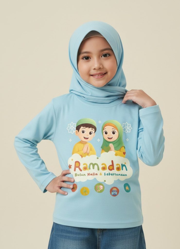 kaos anak muslim ramadan bulan mulia dan kebersamaan cewek