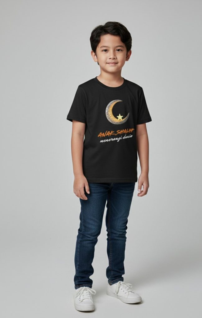 kaos anak muslim tema anak sholeh menerangi dunia