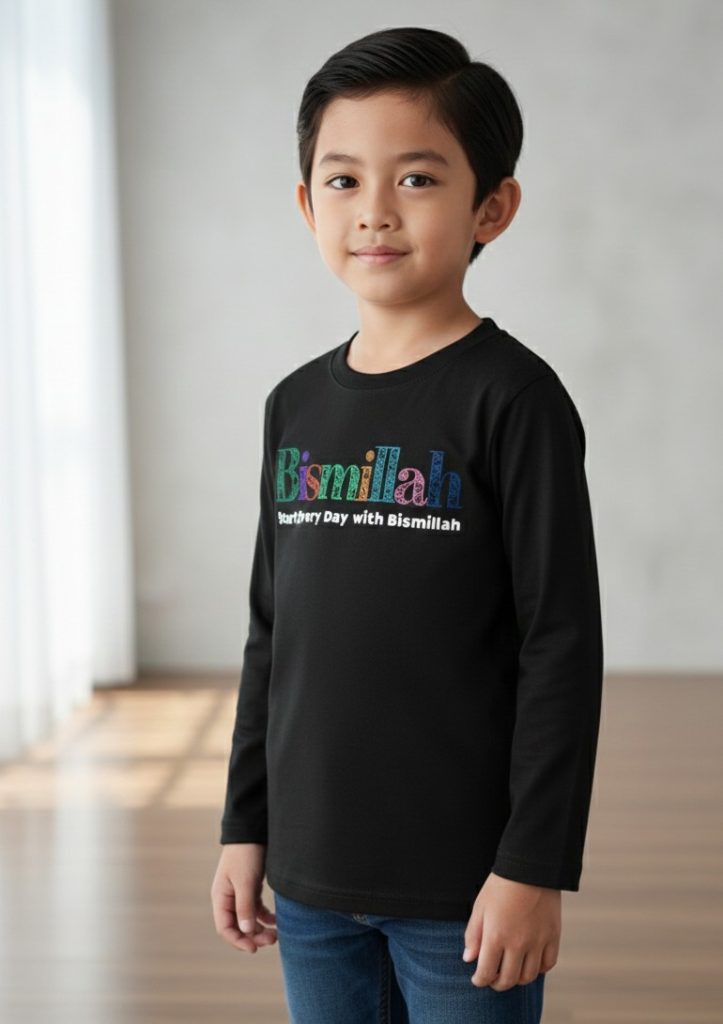 kaos anak muslim tema bismillah model